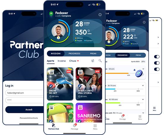 Schermata dell'app mobile Goldbet che mostra la sezione Gold Club con il saldo punti